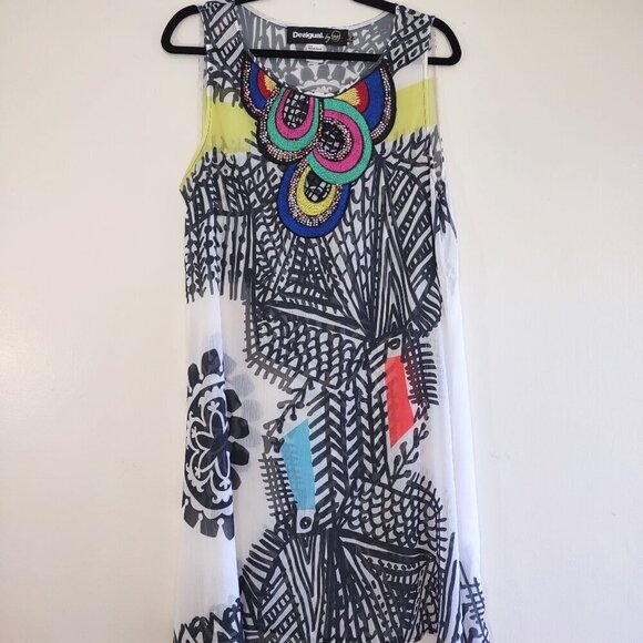 Desigual x Christian Lacroix Natalia Colorful Beaded Sleeveless Mini Dress EU 42 - Picture 5 of 9